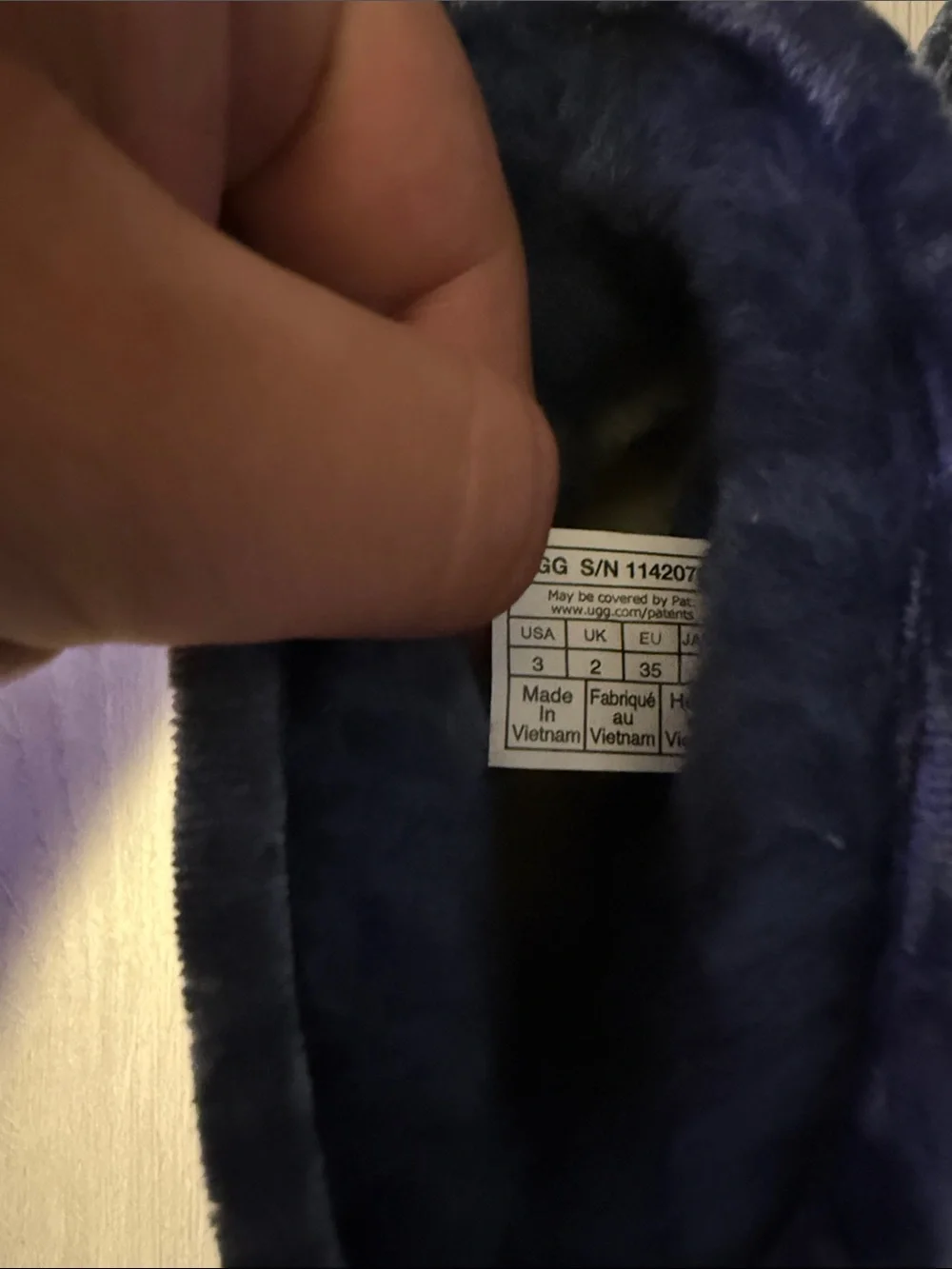 UGG kids girls Plush Boot Slippers in Navy Blue Faux Fur